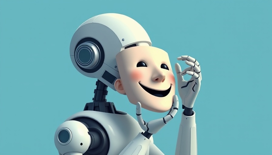 Conceptual illustration of AI robot with human mask, reveal AI's hidden motives.