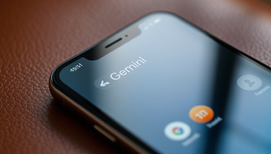 Smartphone screen with Gemini assistant, modern design.