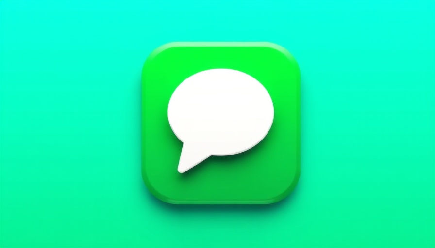 Glossy chat bubble on green square icon with blue gradient, end-to-end encryption RCS texting.