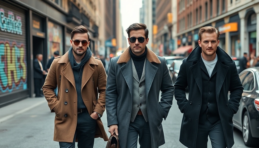 Men showcase urban fashion on a busy New York street.