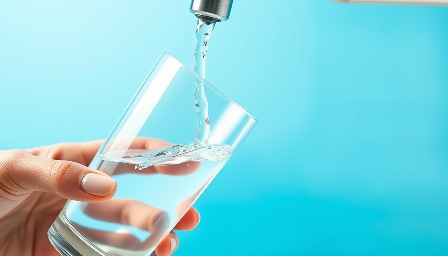 Clear water pouring into glass, emphasizing fluoride and gut health.