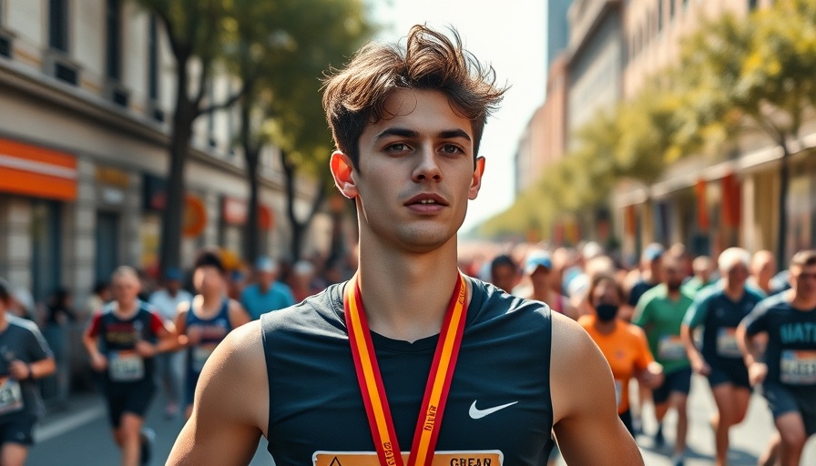 Young marathon runner with medals in LA Marathon.