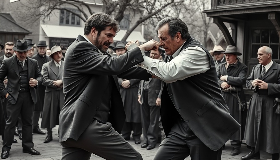 Understanding Honor in The Quiet Man: dramatic fight scene with onlookers.