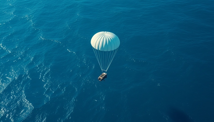 Spacecraft splashdown with parachutes illustrating NASA nonpartisanship.