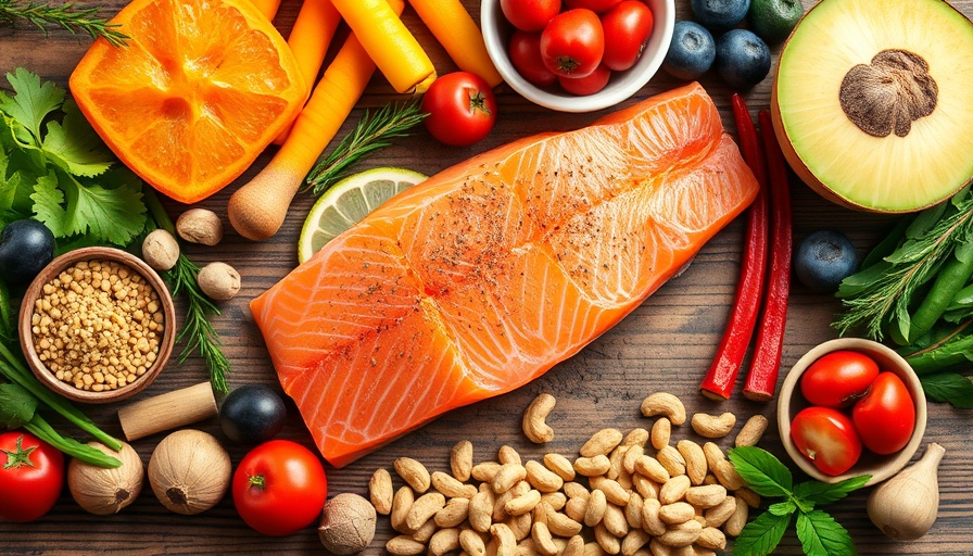 Vibrant Viking diet foods for muscle gains on rustic table.