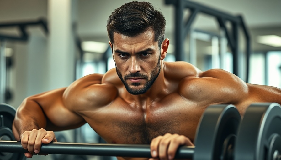 Muscular man performing bench press for lat engagement.