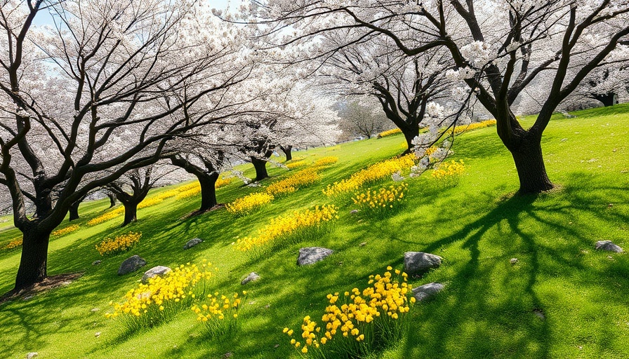 Rock City spring attractions featuring cherry blossoms and daffodils