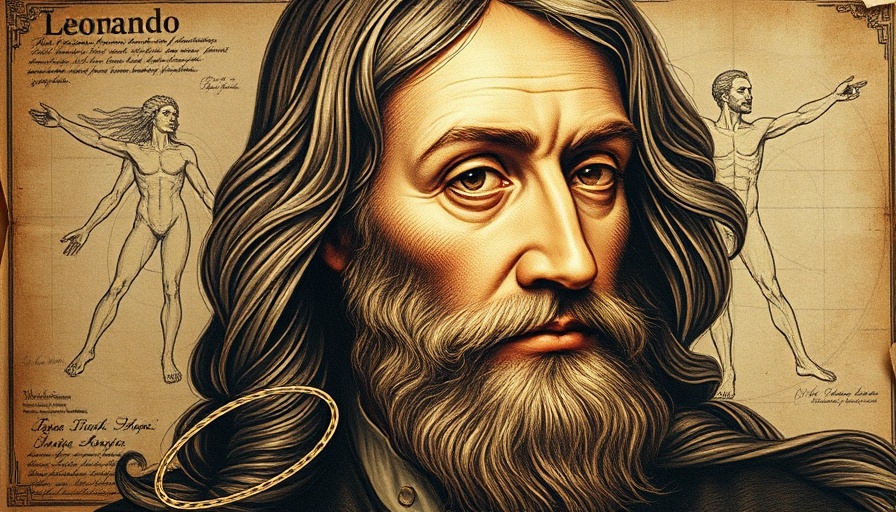 Mens personal growth collage inspired by Leonardo da Vinci sketches.