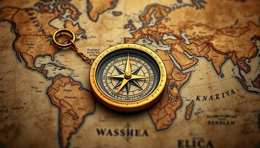 Aged map with compass symbolizing men's personal growth.