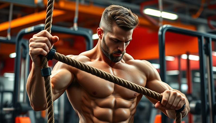 Rope hammer curls for muscle building in a gym environment.