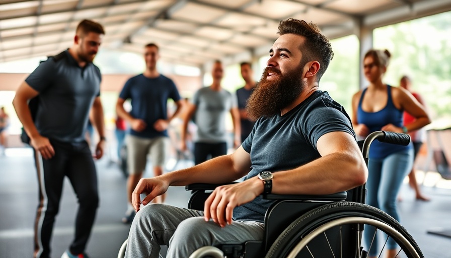 Motivated man in a wheelchair rowing at gym, mens health and fitness transformation.