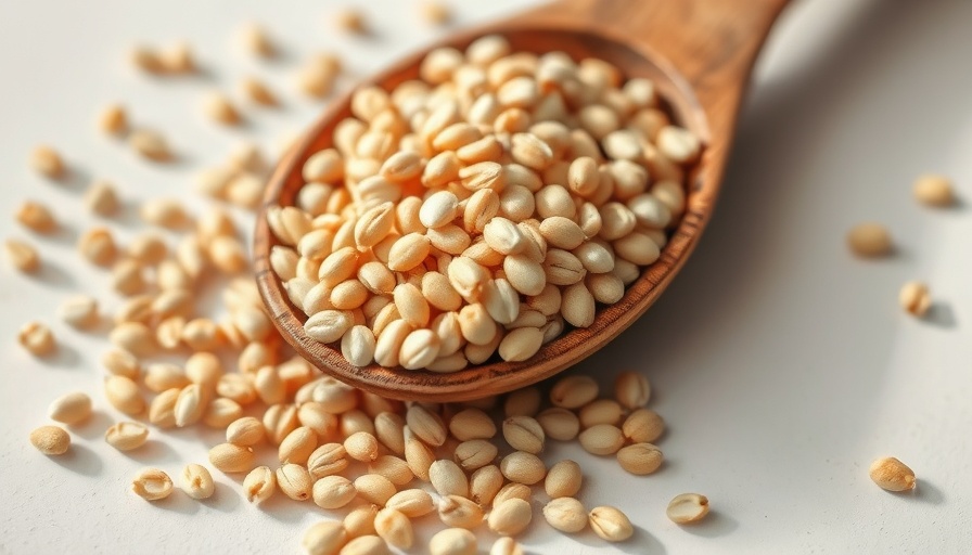 Wooden spoon with millet grains on a white surface representing millet benefits for men's nutrition.