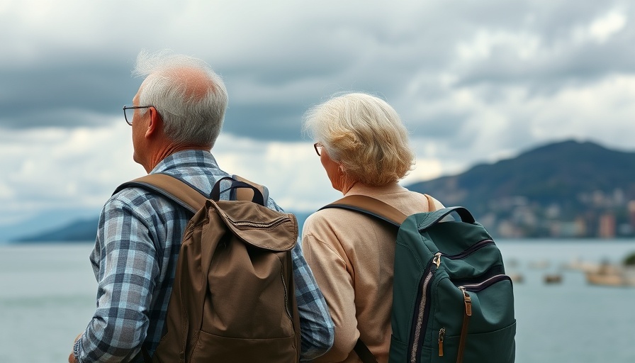 Older couple by waterfront enjoying scenic view, Wealthy Americans Death Rates context.