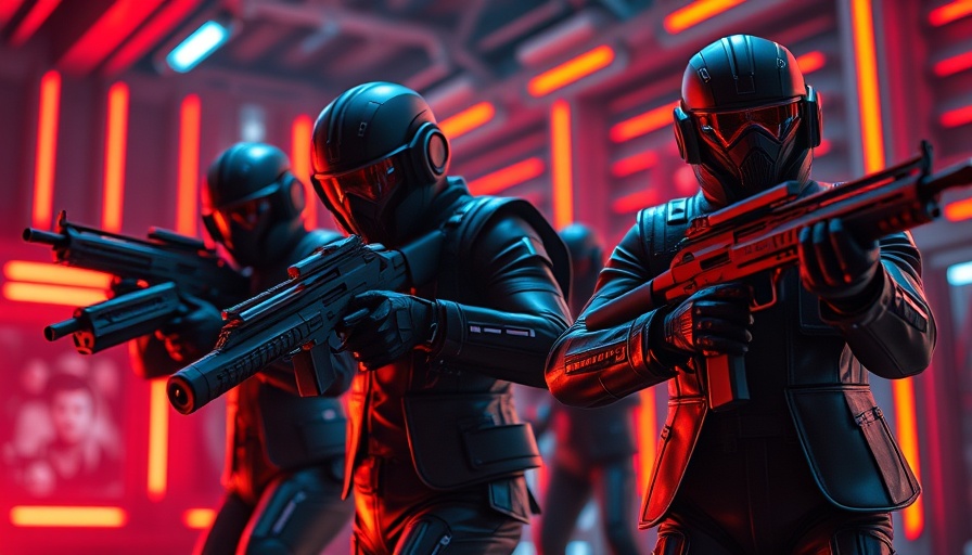 Futuristic figures in neon-lit suits preparing for action in TRON Ares Trailer.