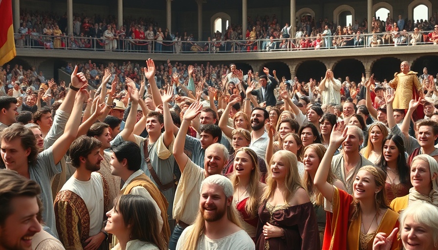 Cheerful crowd at Georgia Renaissance Festival 2025 in medieval costumes.