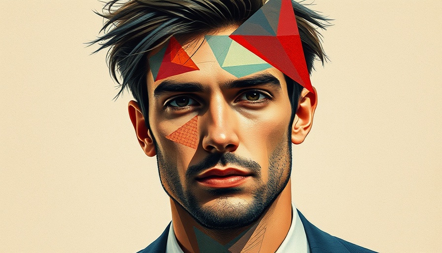 Abstract illustration of a man with geometric shapes, representing personal growth.