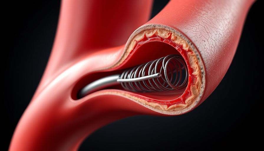 Medical illustration of artery with stent, why angioplasty heart stents are not effective.