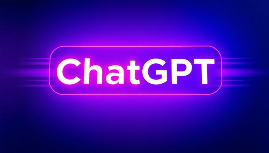 Neon glowing ChatGPT logo on blue and purple gradient background