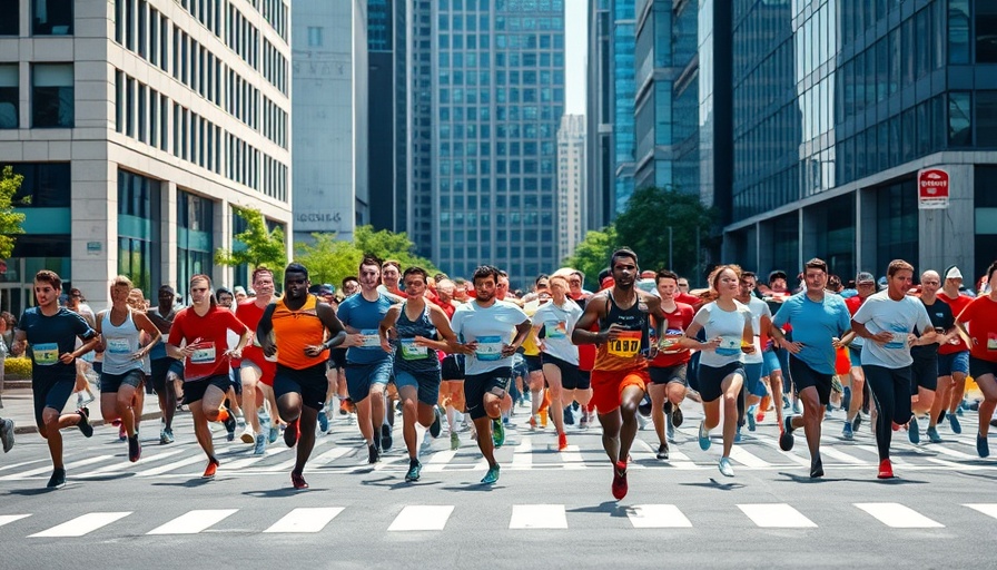Crowd of marathon runners on city street for marathon training plan.