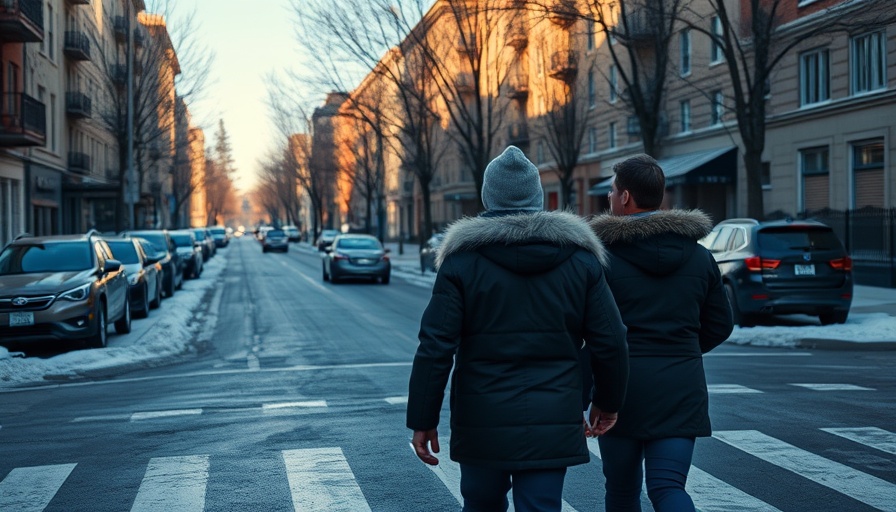 Two people crossing a street on a winter day, Temporary Protected Status for Afghans.