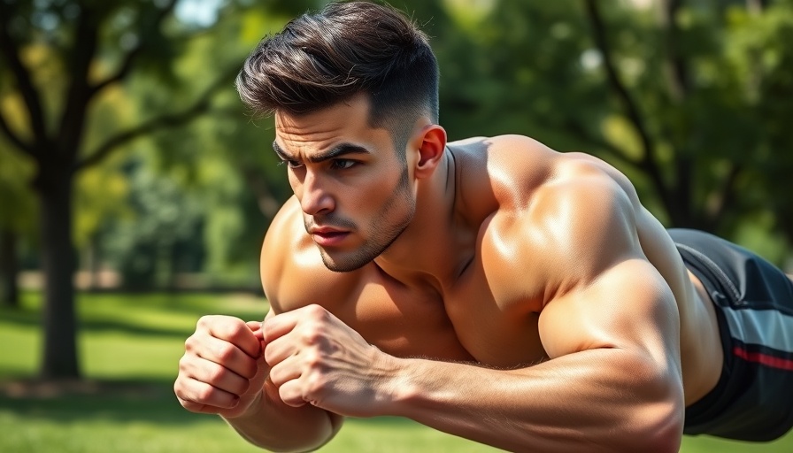 Athletic male doing plyo incline push-ups outdoors