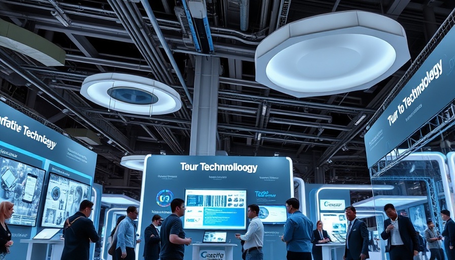 Exhibition booth at tech event highlighting semiconductor tariffs.