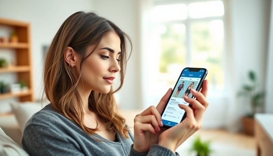 Woman engaging with digital lifestyle program on smartphone indoors.