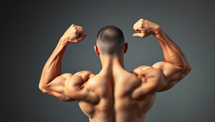 Muscular man flexing arms to showcase best food to build muscle.