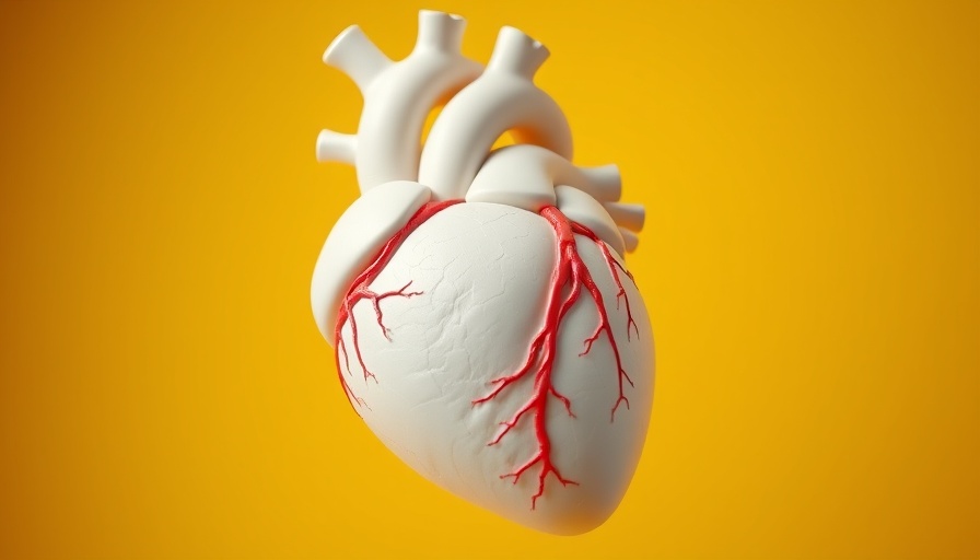 Illustration of an anatomical heart showcasing risks and benefits of angioplasty and heart stents.