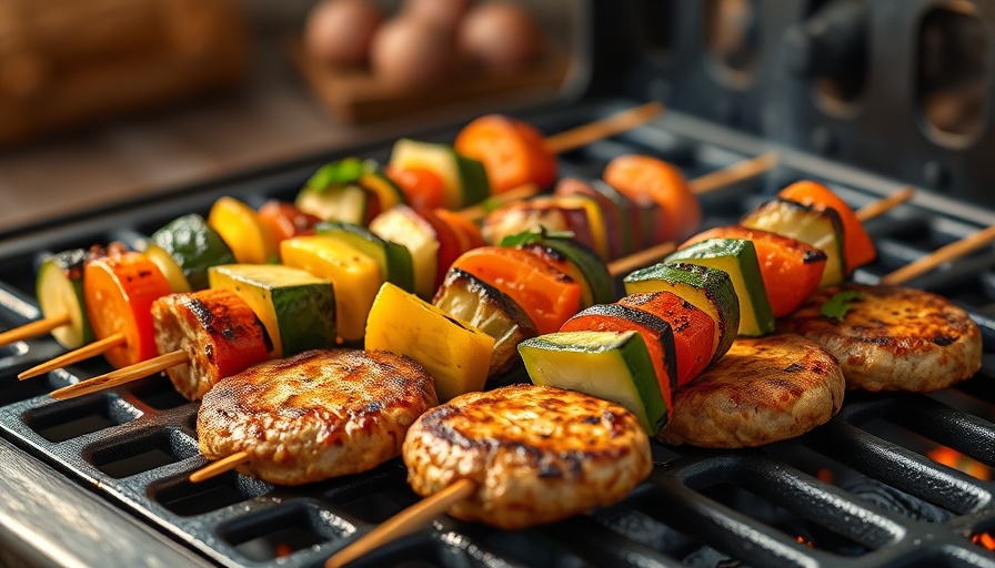 Grilled plant-based protein with veggies for muscle gains on BBQ.