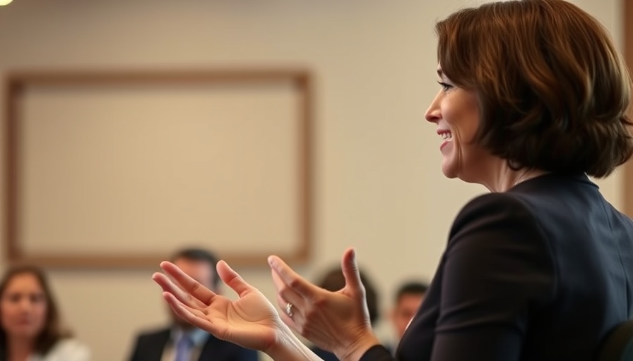 Confident woman addressing conference on TAKE IT DOWN Act
