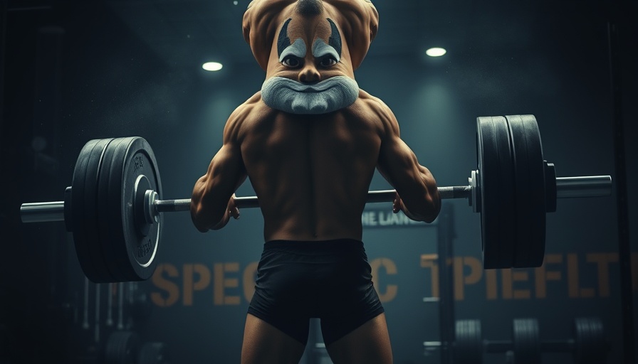 Focused athlete in gym preparing for barbell lift, showcasing strength.