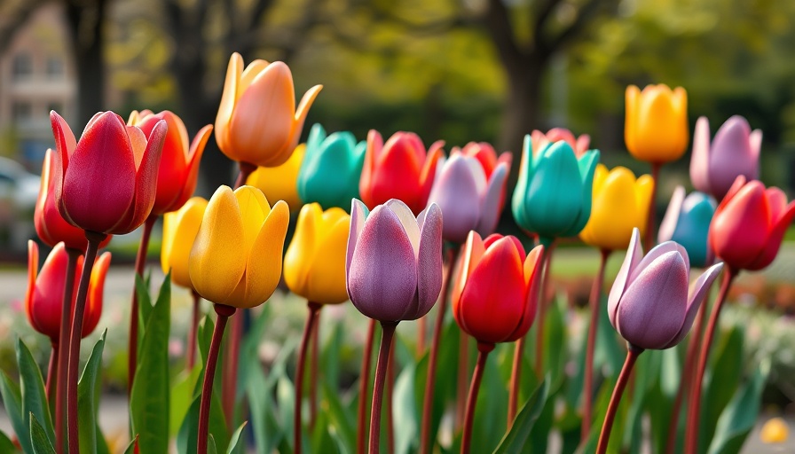Discover hidden art treasures in Suwanee's parks with vibrant tulip sculptures.