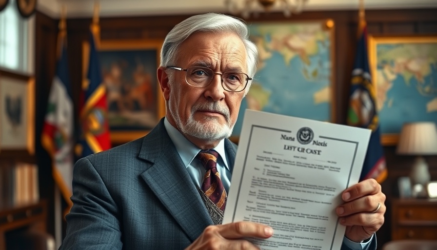 Distinguished leader showing official document discussing legal independence.