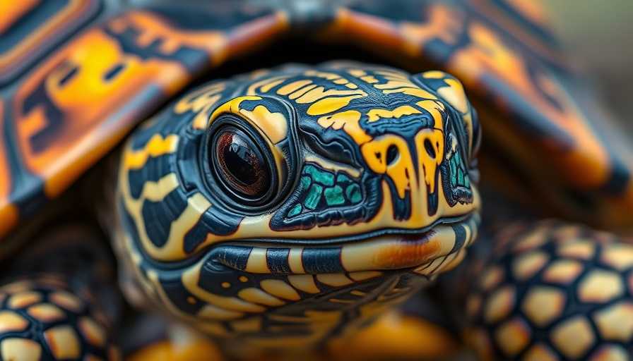 Vibrant tortoise close-up showcasing intricate shell patterns.