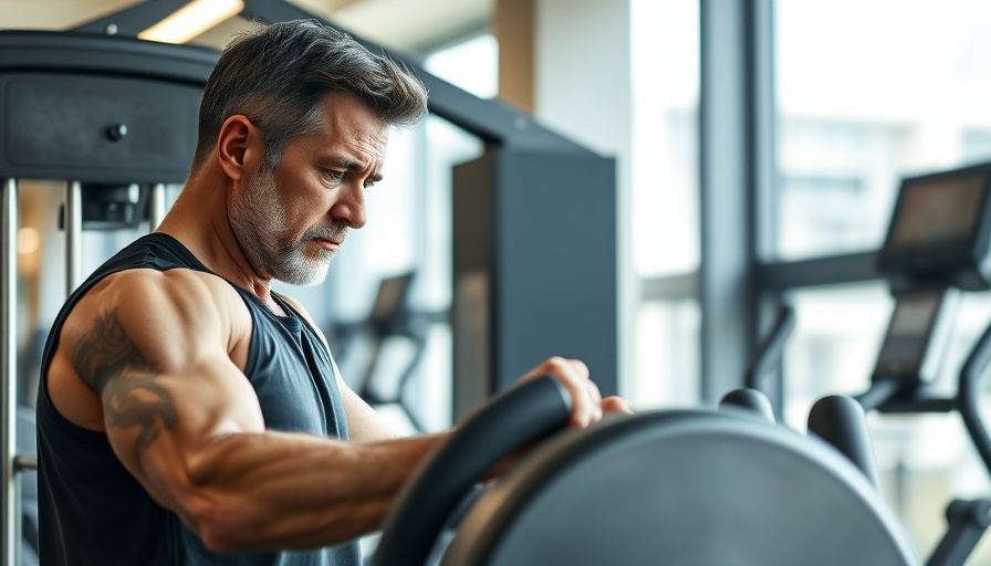 Mature man engaged in heavy strength training at the gym.