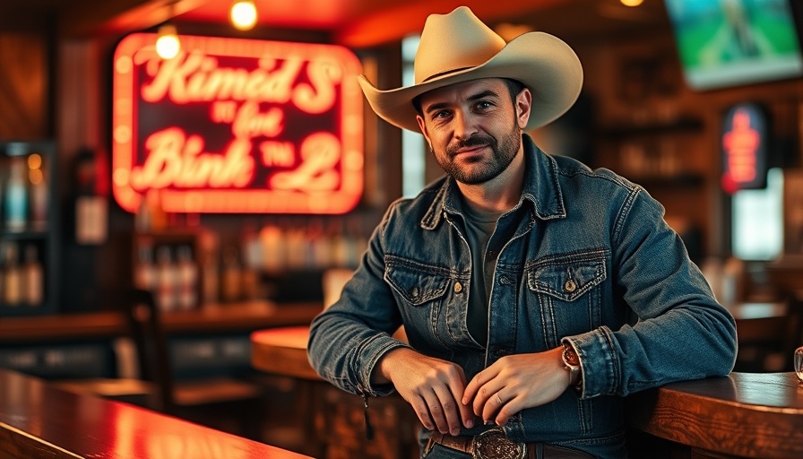 Casual man in a denim jacket in a bar, mens fitness theme