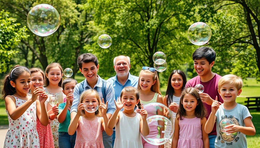 Atlanta local events: Families enjoying giant bubbles in a park.