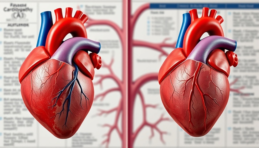 Illustration of heart showing takotsubo cardiomyopathy complications.