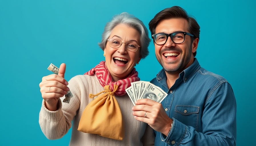 Middle-aged couple excited with finances, symbolizing goals for your 40s.
