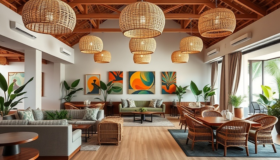 Modern lounge at Blue Flamingo Resort Key West with stylish decor.