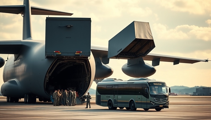 Military cargo plane with bus for returning a Guatemalan man to U.S.