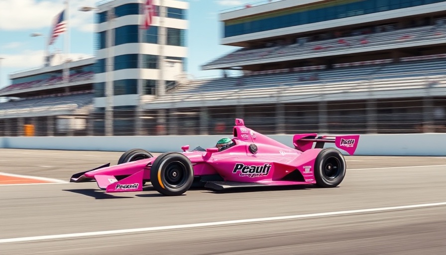 IndyCar drivers preparation for the Indianapolis 500 with a vibrant pink car racing.