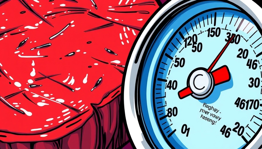 Comedic steak gauge illustration for grilling perfection