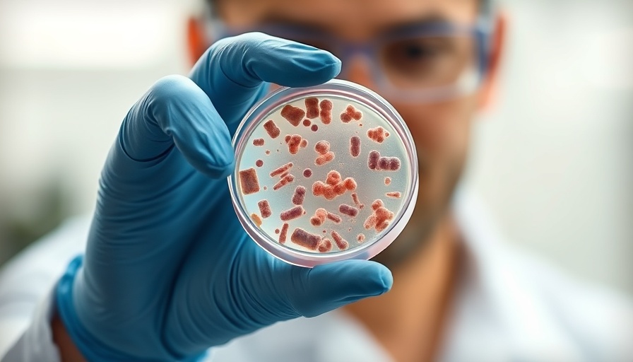 Close-up of petri dish with bacteria being analyzed in a lab.