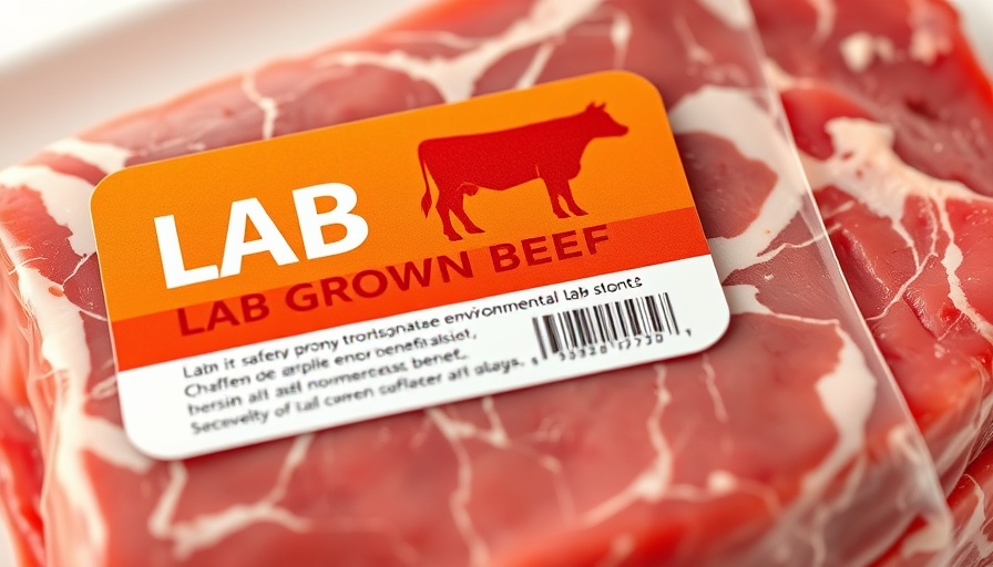 Lab-grown beef packaging highlighting food safety and cultivated meat benefits.