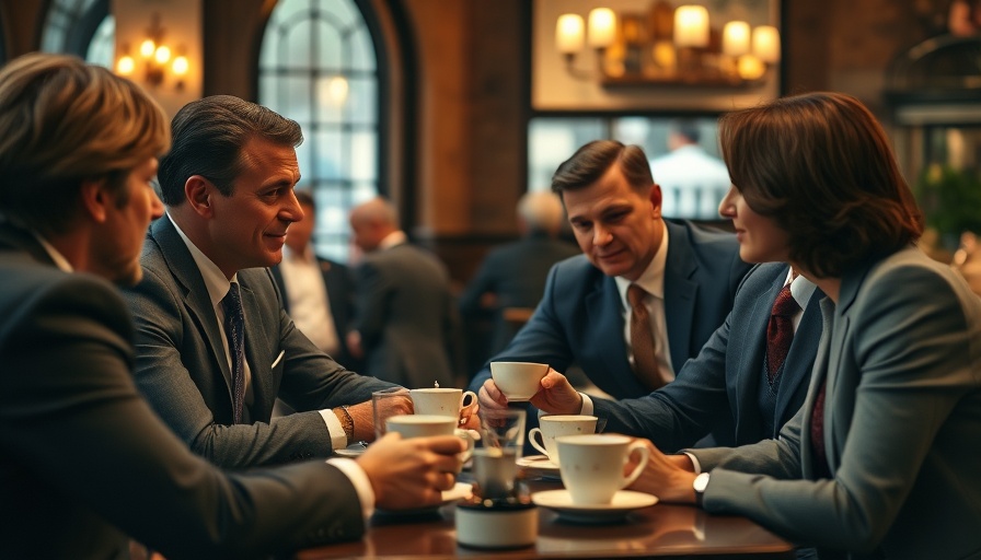 Manners and Charm of a Proper English Gentleman having tea conversation.
