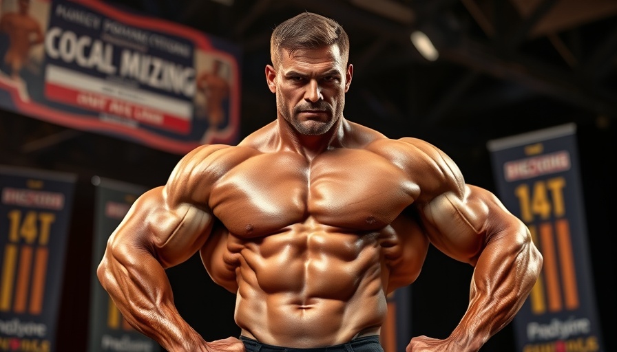 Muscular bodybuilder showcasing physique, muscle building diet.
