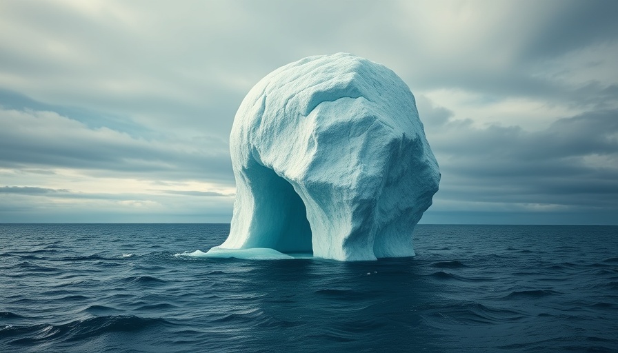 Surreal iceberg human head symbolizing Genetic Variant Dementia Risk in Men.