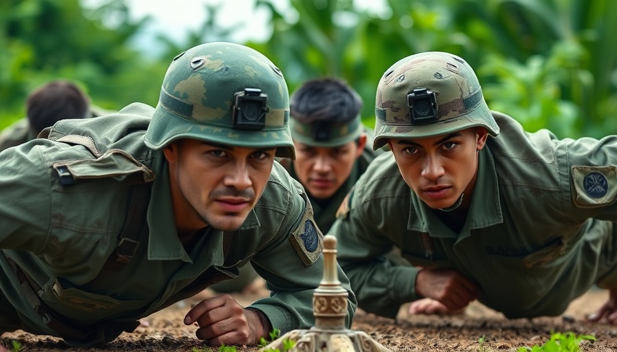 Soldiers performing push-ups during army fitness test outdoors